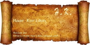 Haar Koridon névjegykártya